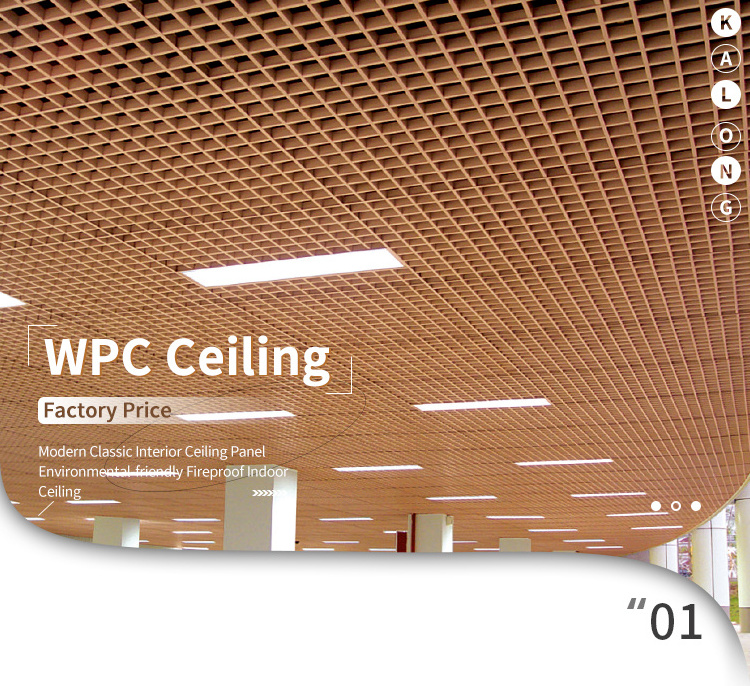 Pop WPC False Ceiling Luxury Timber Grid Suspended Ceiling Interior 3d Coffered Ceiling Tiles