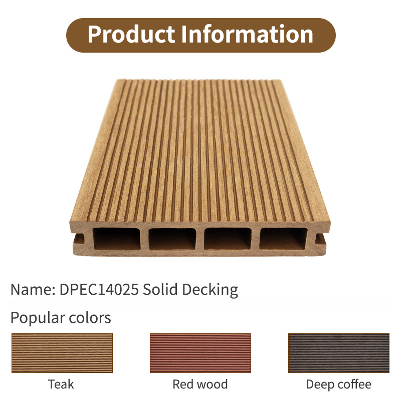 Exterior One Side Groove WPC Flooring Wood Plastic Composite Anti-slip Decking Tile Embossed Square Hole Decking