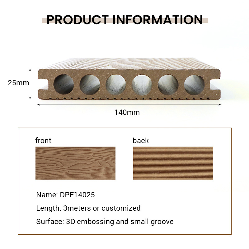 Easy Installation Wpc Outdoor Flooring Anti-UV 3d Deep Embossed Decking