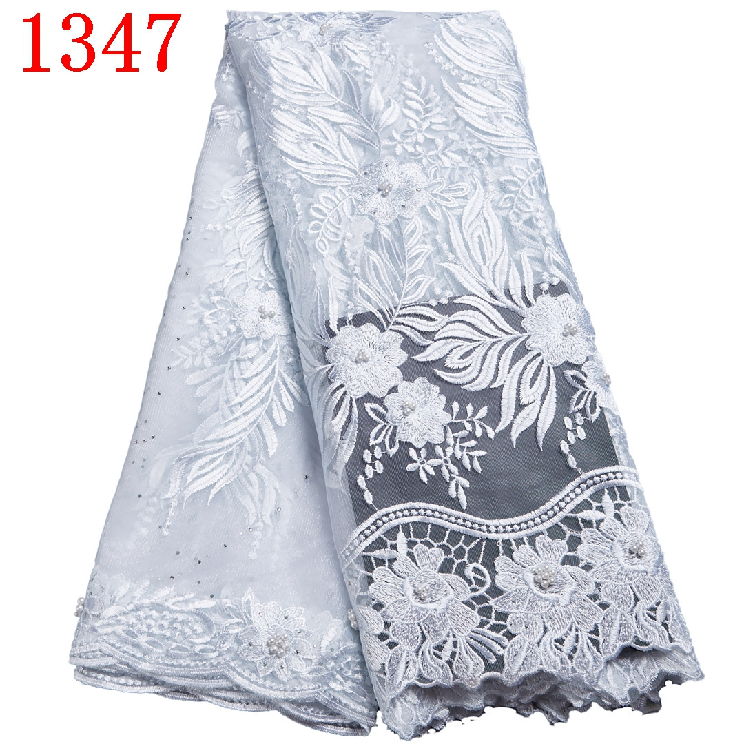 Embroidery African French Lace Nigeria Lace Fabric 2021 Hot  Selling Tulle Mesh Lace Fabric For Party  1347