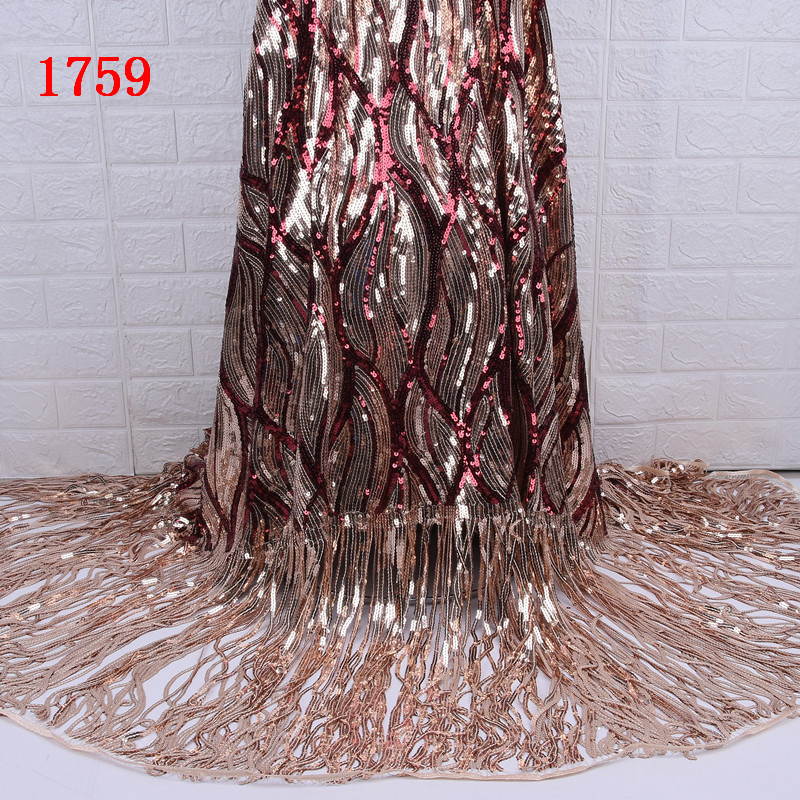 High Quality African French Tulle Net Lace With Sequins For Party Dress Wholesale Sequin Lace Fabric For Party Dress 1759