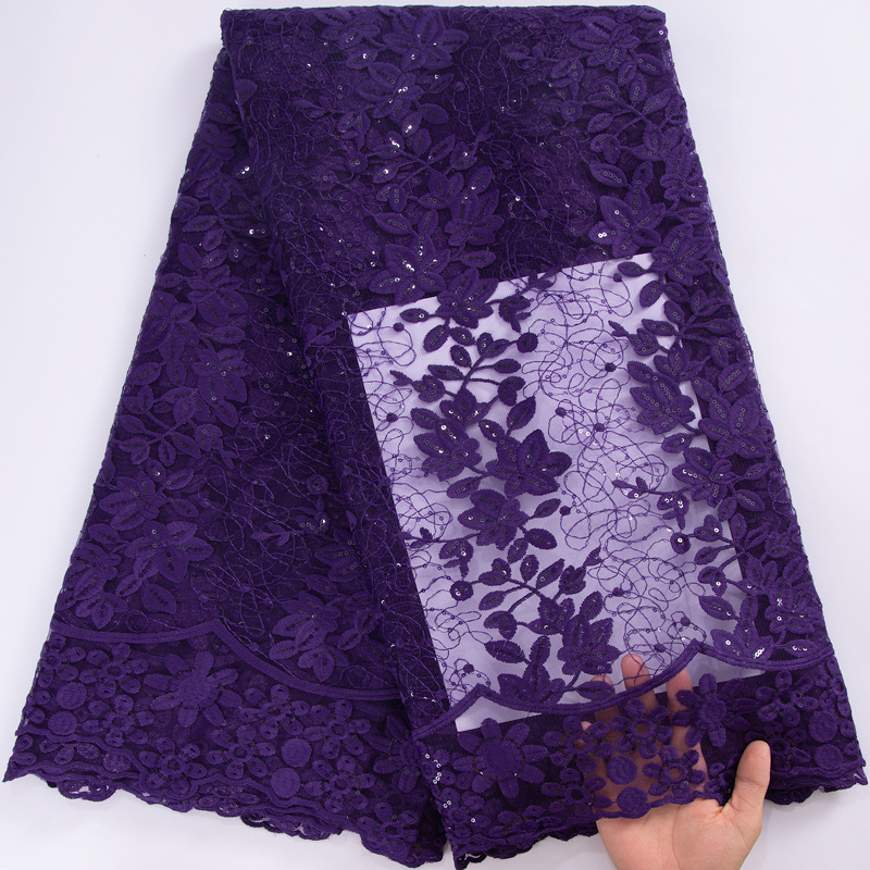 3136 Wholesale African Lace Fabric 2022 High Quality Nigeria French Mesh Lace Fabric with Sequins for Sewing Evening Party Dress