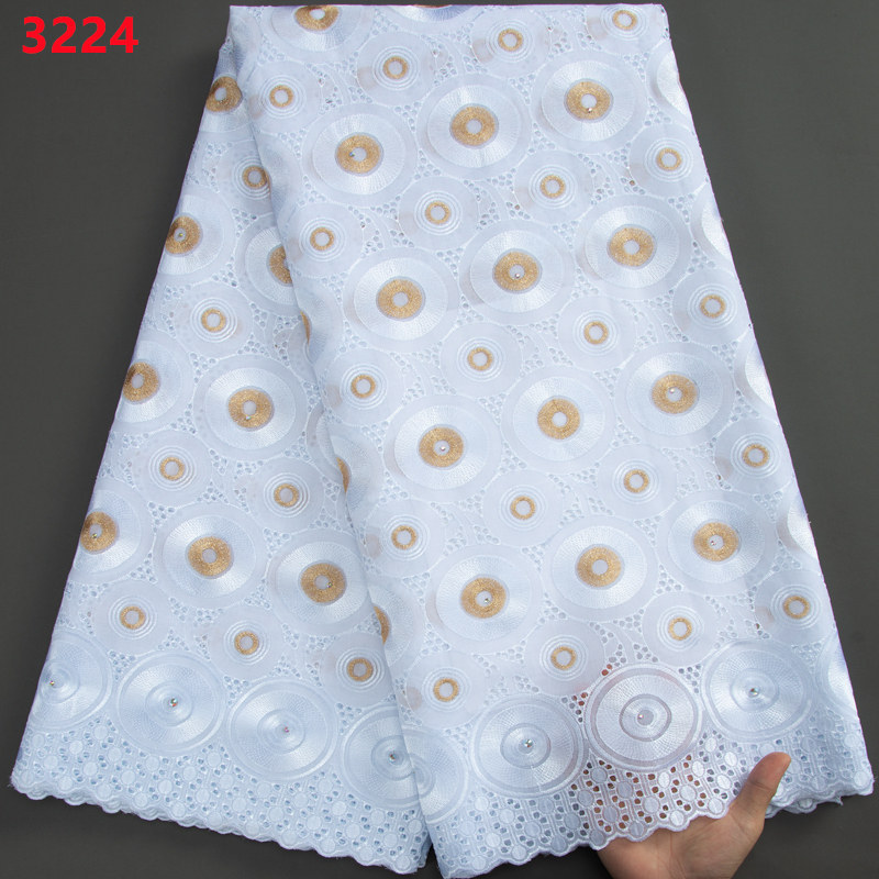 3224 New Arrival Swiss Voile Lace Fabric in Switzerland 2023 African Cotton Embroidery Lace Fabric for Evening Party Wedding