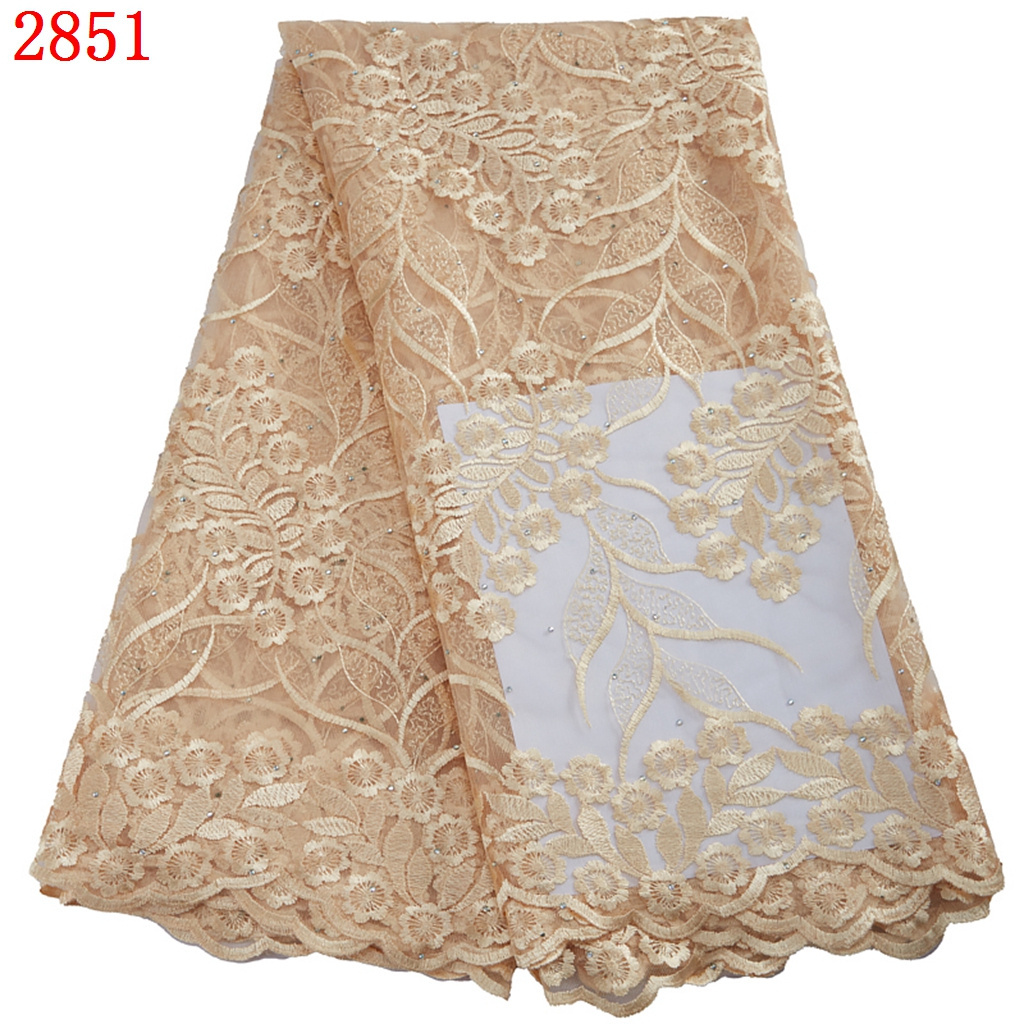 2851 Wholesale 2022 Embroidery African Lace Fabric Hign Quality Nigerian Cheap Women Dress French Tulle Lace Material