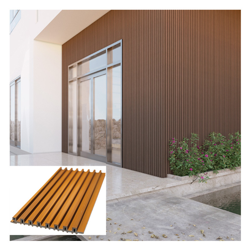 custom cheap structural wave pvc wpc fluted wall panels 3d wpc wooden to garage decoration