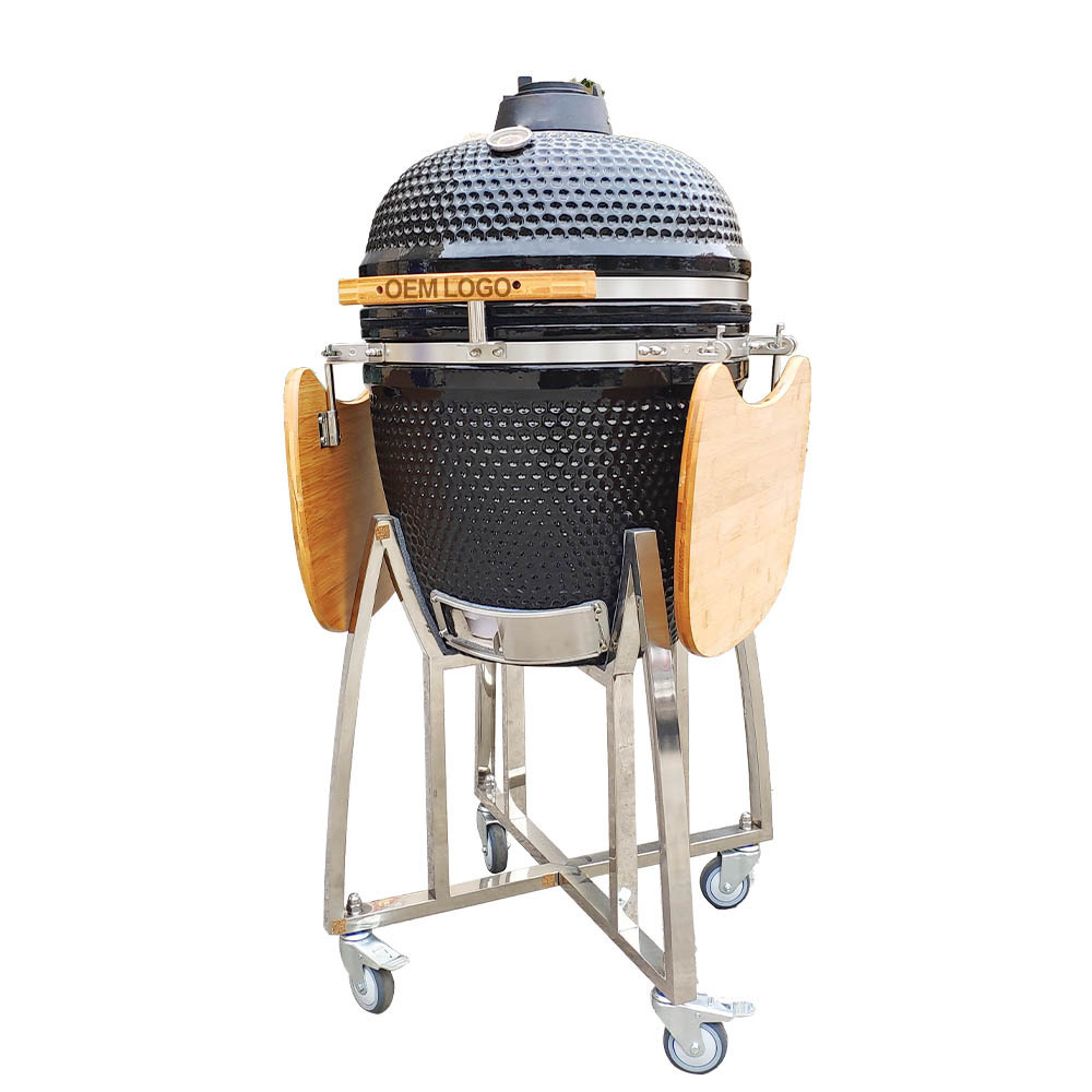 Auplex 21inch Outdoor Ceramic Kamad Grill 29 inches Steel Charcoal BBQ Grills with Folding Design for Smoker Barbecue