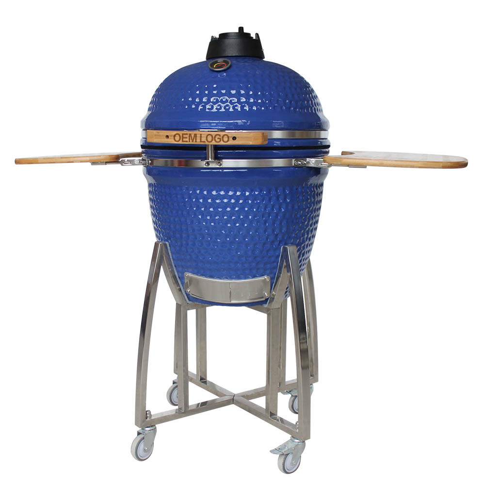 Auplex 21inch Outdoor Ceramic Kamad Grill 29 inches Steel Charcoal BBQ Grills with Folding Design for Smoker Barbecue