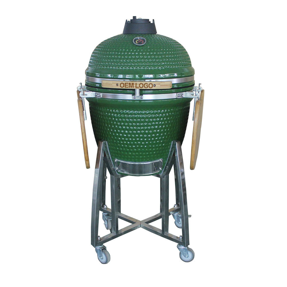 Auplex 21inch Outdoor Ceramic Kamad Grill 29 inches Steel Charcoal BBQ Grills with Folding Design for Smoker Barbecue