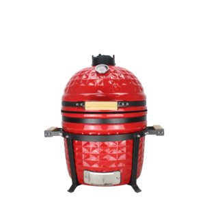 AUPLEX 15-Inch Kamado BBQ Grills Outdoor Garden Enamelled Steel Pellet Smoker for Camping Family Barbecue Charcoal Asadores Gift