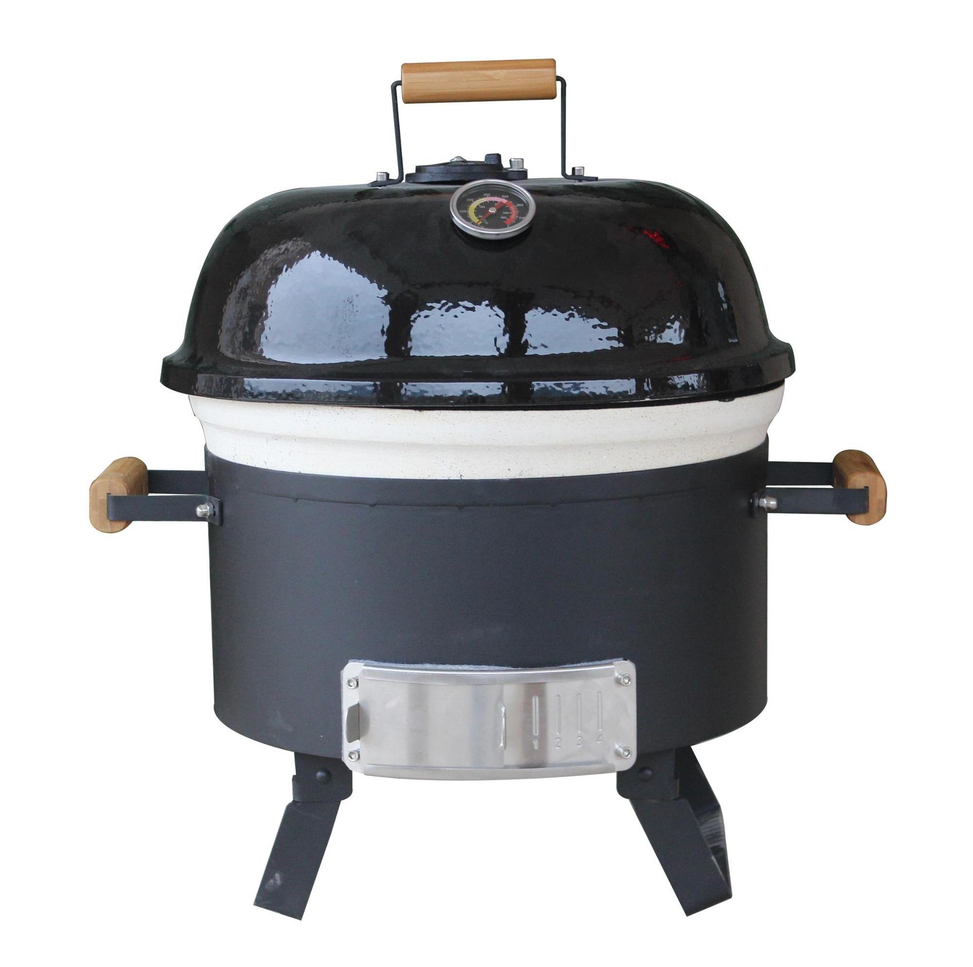 AUPLEX OEM Electric carbon dual purpose Bbq Kamado 18INCH Tabletop Ceramic Barbeque Wood Burning Stove Grills