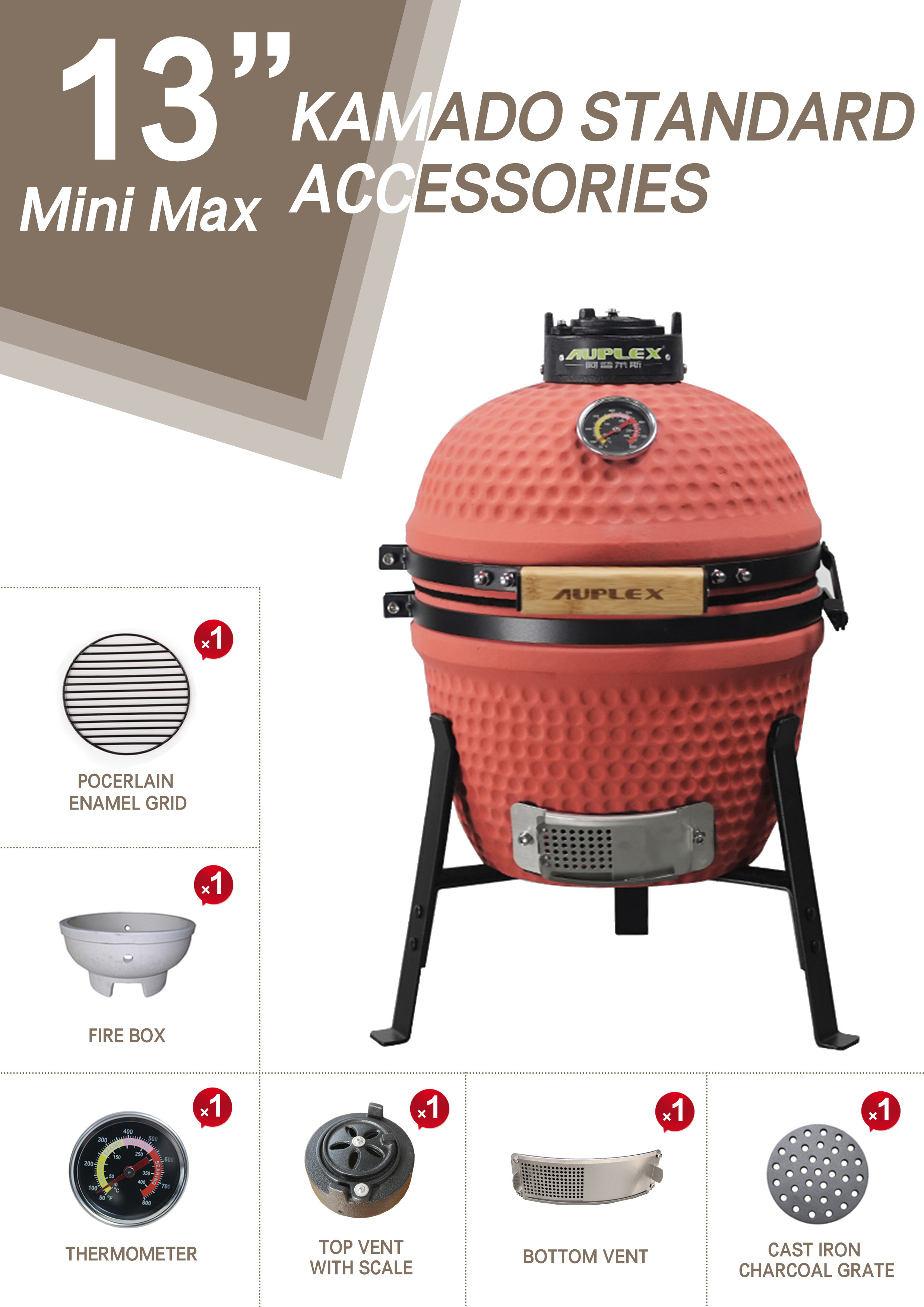 Auplex portable Kamado Grill 13