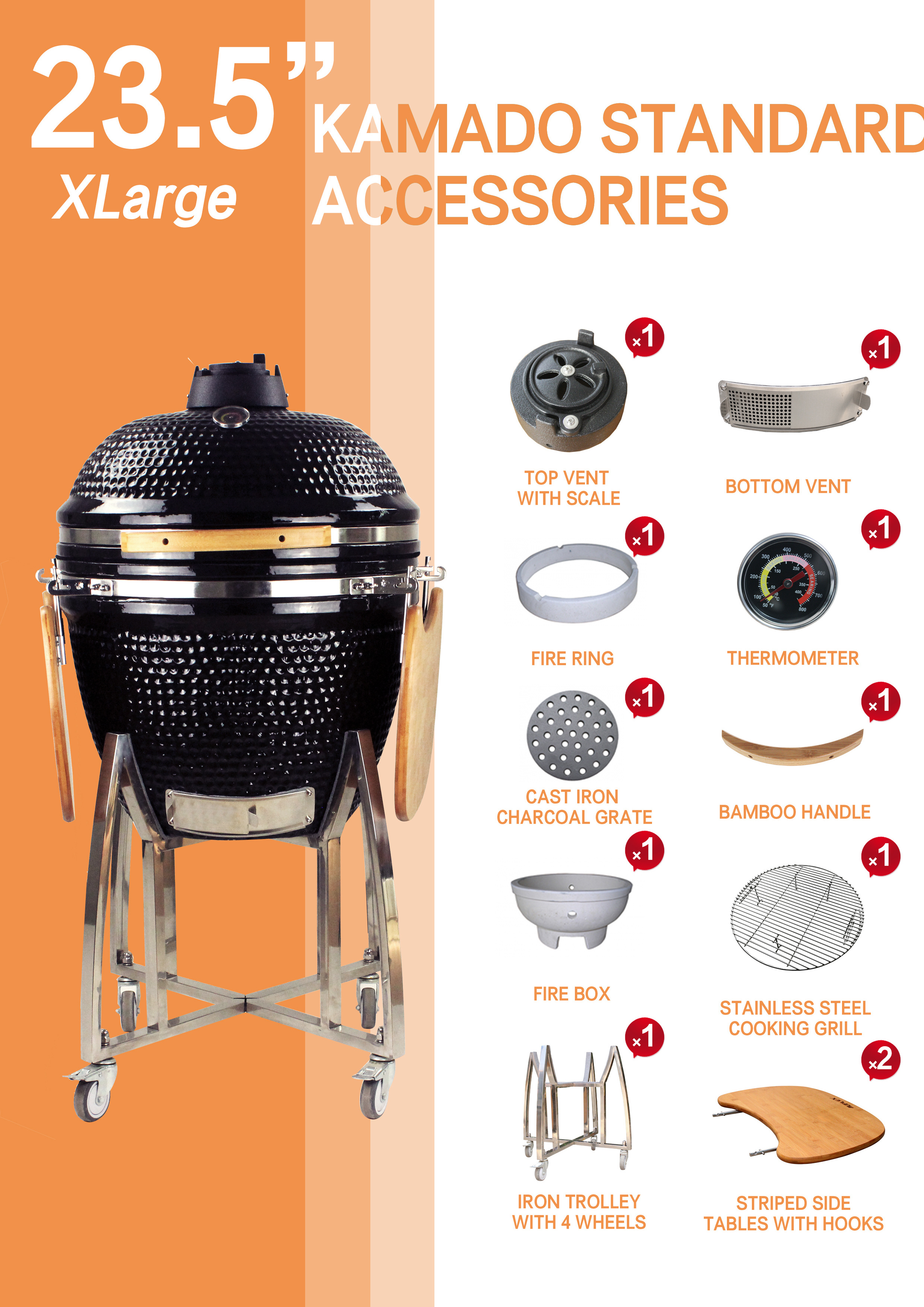 Portable Outdoor Kitchen Kamado Tandoor Oven Pizza Oven Grill BBQ Charcoal Stove Meat Shredder Chicken Shredder Tool Fire