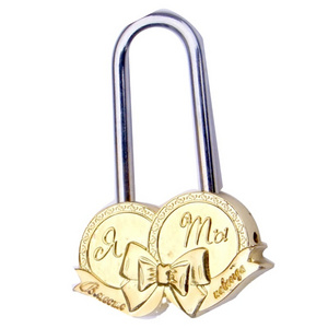 Hot selling high quality couple concentric locks praying for blessings and loving hearts brass padlocks