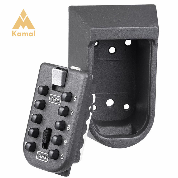 10 Push Button Combination Key Storage Code Lock Safe Box Resettable Code for House Spare Keys Outdoor Wall Mounted