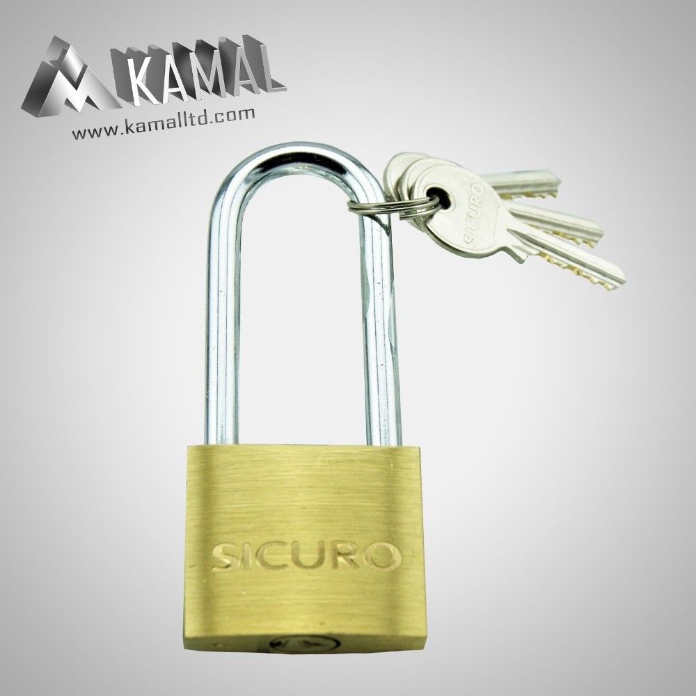 China High Quality Long Shackle Anti-rust Customized Logo Lock Solid Brass Padlock Safety Padlock With Master Key