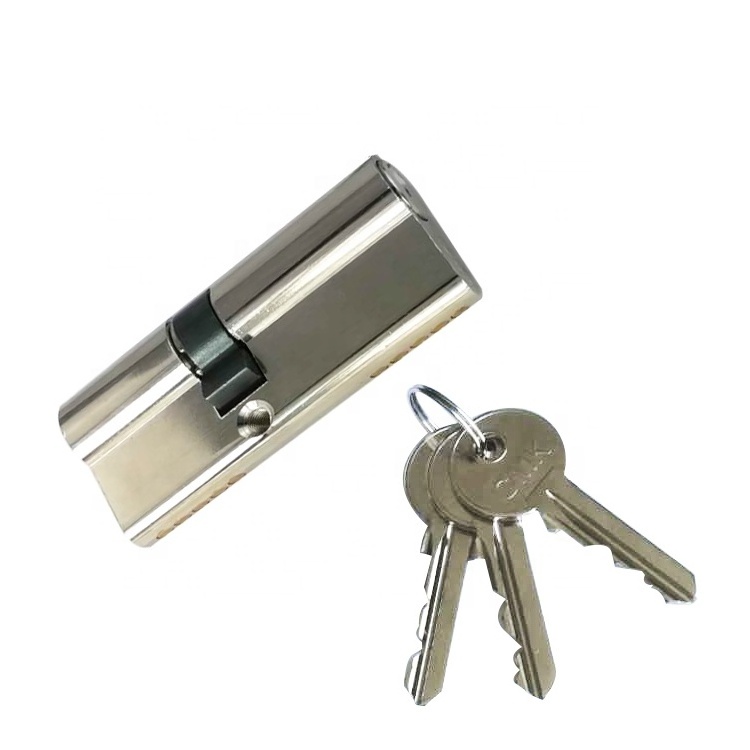 Polished Brass European Double Open Door Lock Cylinder With Key profile anti-theft double open keys cylinder lock set