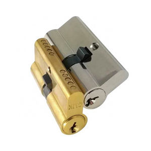 Polished Brass European Double Open Door Lock Cylinder With Key profile anti-theft double open keys cylinder lock set