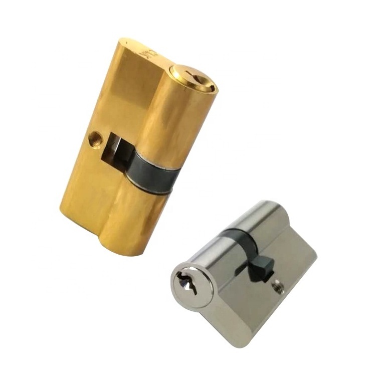 Polished Brass European Double Open Door Lock Cylinder With Key profile anti-theft double open keys cylinder lock set