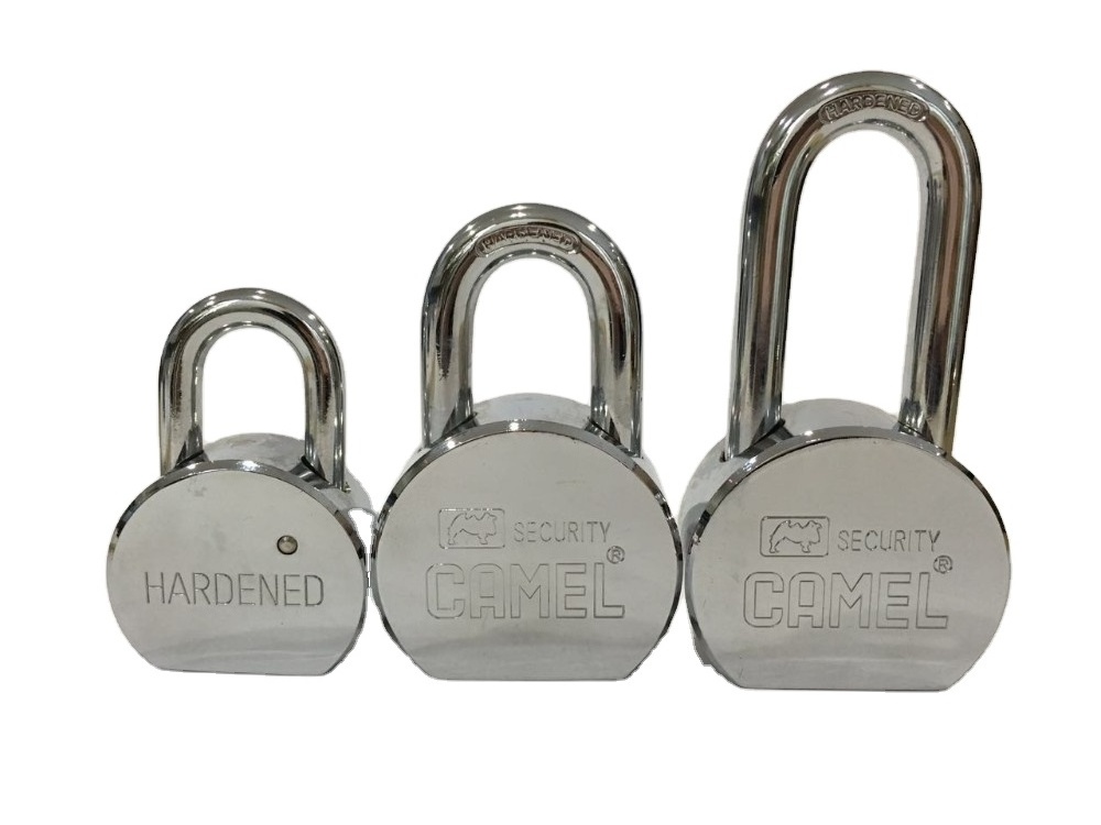 Standard hardened shackle round 65mm solid steel padlock with 3 keys cylindric stainless  steel padlock