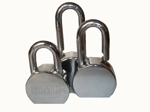 Standard hardened shackle round 65mm solid steel padlock with 3 keys cylindric stainless  steel padlock