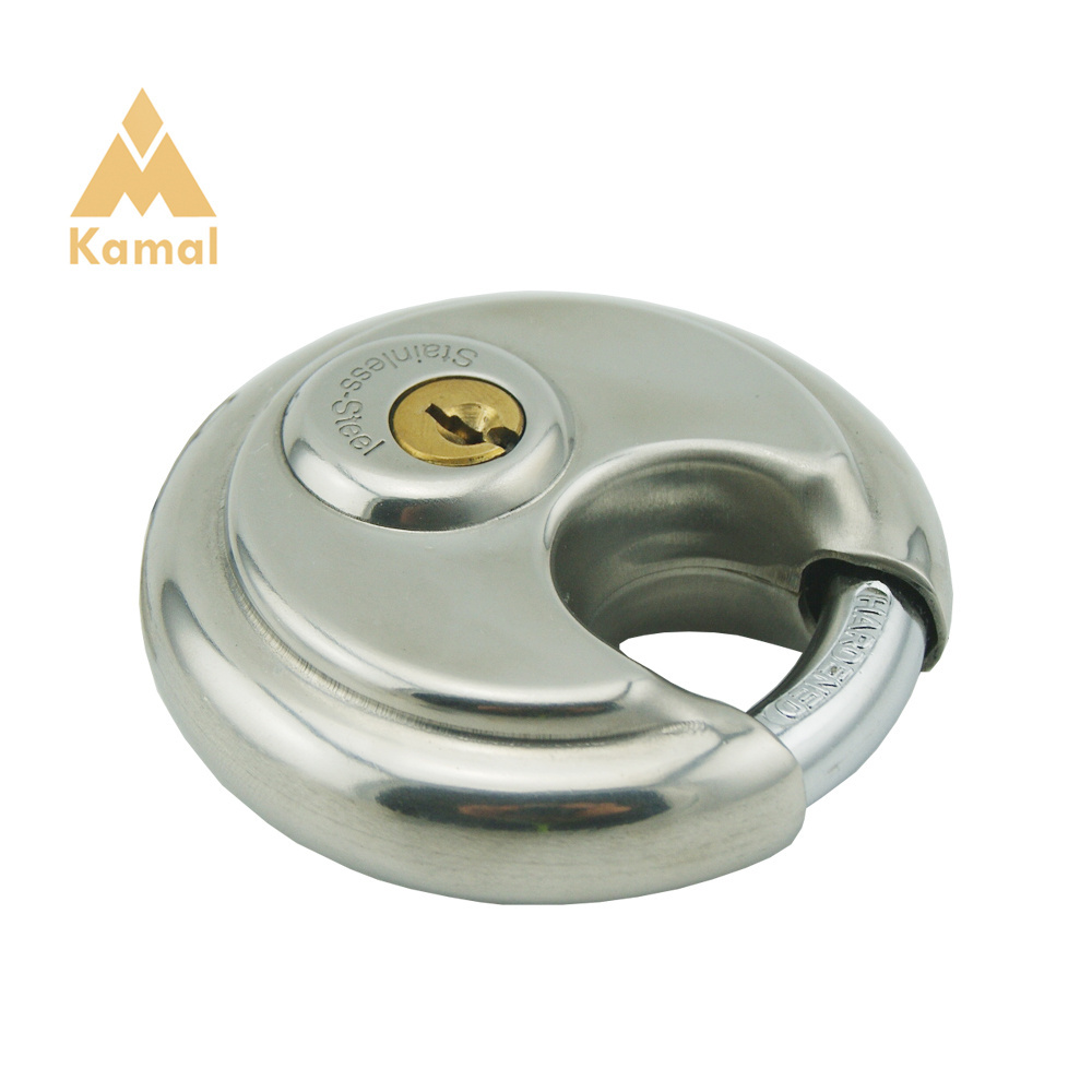 Stainless Steel Disc Padlock Heavy Duty High Safety Pad Locks Anti-theft Polished Round Discus Door Padlocks