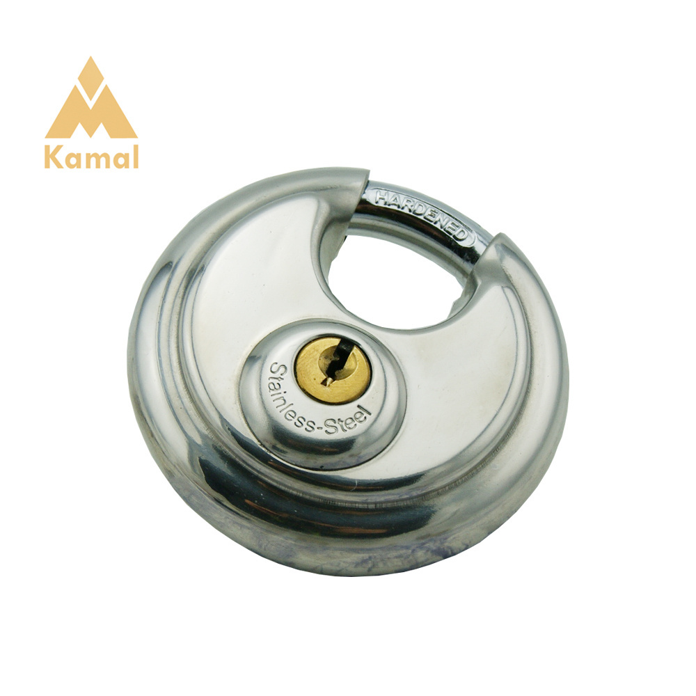 Stainless Steel Disc Padlock Heavy Duty High Safety Pad Locks Anti-theft Polished Round Discus Door Padlocks