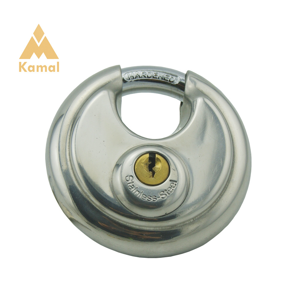 Stainless Steel Disc Padlock Heavy Duty High Safety Pad Locks Anti-theft Polished Round Discus Door Padlocks