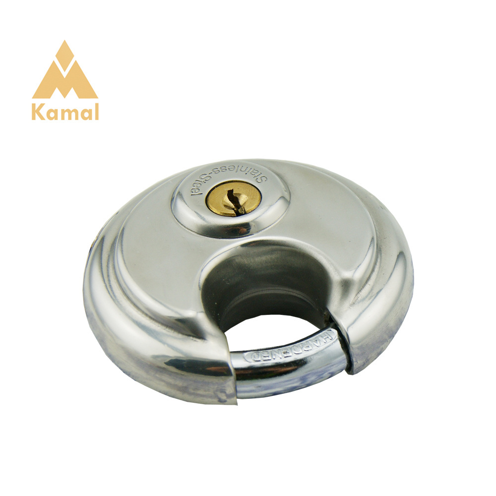 Stainless Steel Disc Padlock Heavy Duty High Safety Pad Locks Anti-theft Polished Round Discus Door Padlocks