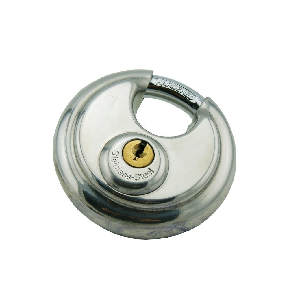 2022 Solid chromed hardened stainless steel disc padlock suitable for warehouse, office, gym, bathroom, etc