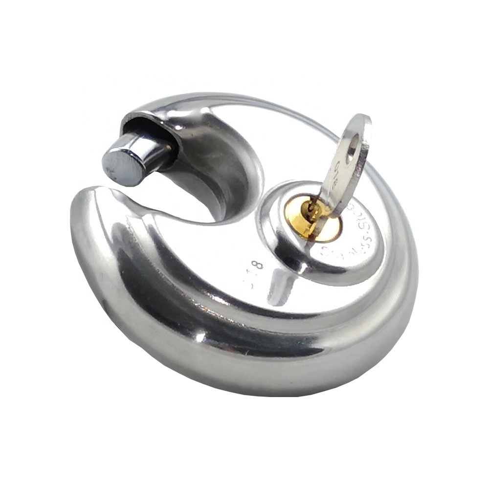 2022 Solid chromed hardened stainless steel disc padlock suitable for warehouse, office, gym, bathroom, etc