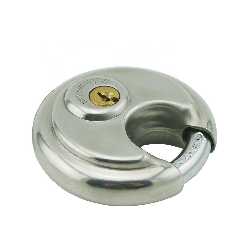 2022 Solid chromed hardened stainless steel disc padlock suitable for warehouse, office, gym, bathroom, etc