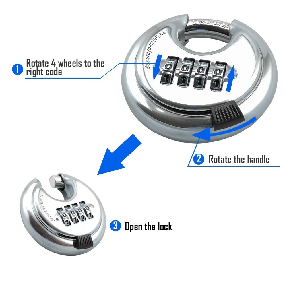 Combination 4-digit code key box Stainless Steel Door Warehouse round padlock