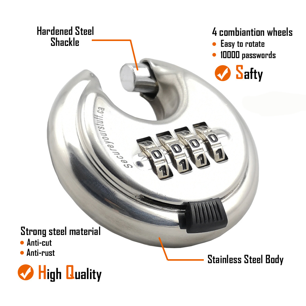 Combination 4-digit code key box Stainless Steel Door Warehouse round padlock