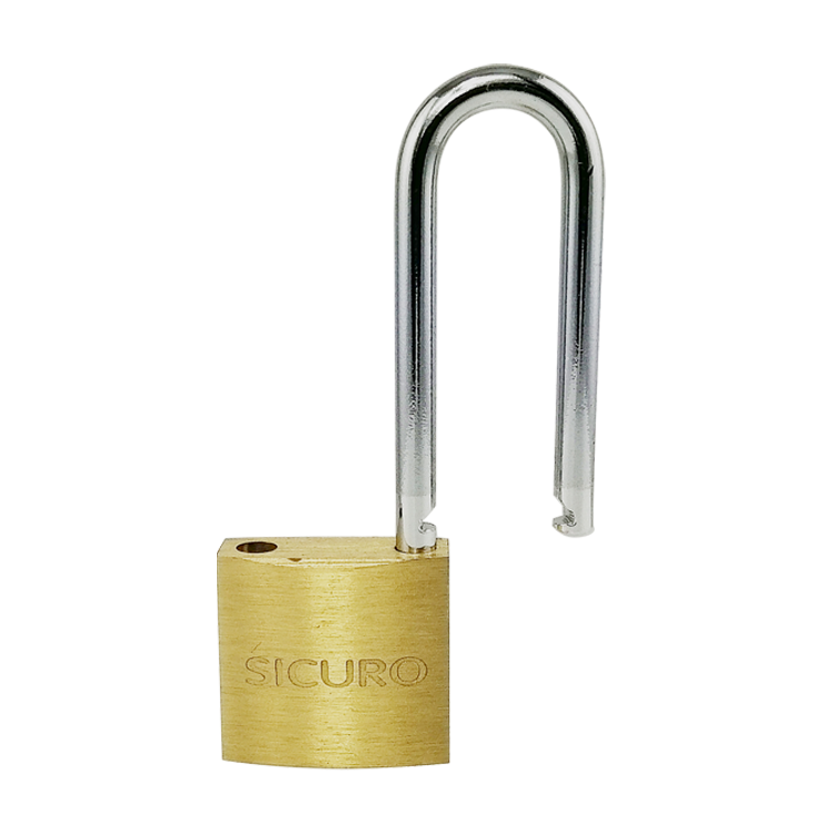 2022 Wholesale long hook solid brass polished 50mm tri-circle solid brass padlock