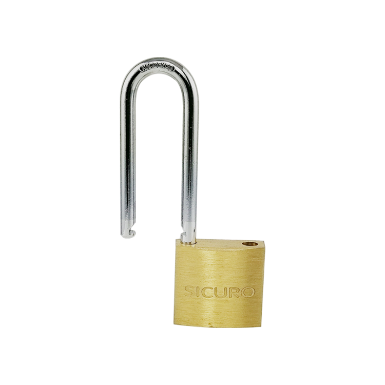 2022 Wholesale long hook solid brass polished 50mm tri-circle solid brass padlock