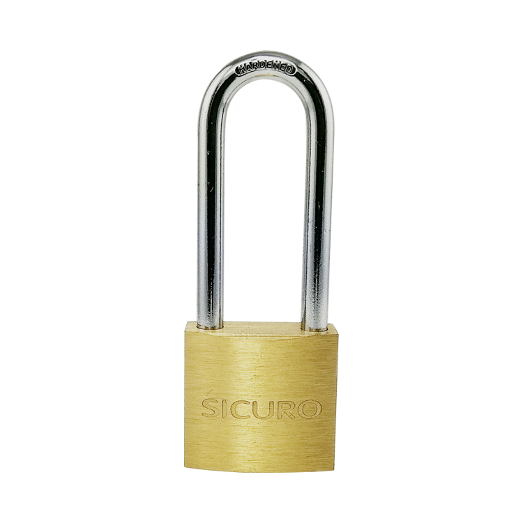 2022 Wholesale long hook solid brass polished 50mm tri-circle solid brass padlock