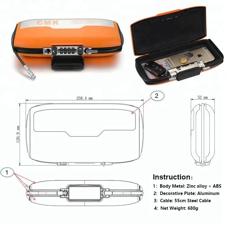 Portable Combintaion Lock Wallet Personal Portable Plastic Safe Travel Sport Safe Box Cable Storage Lock Box