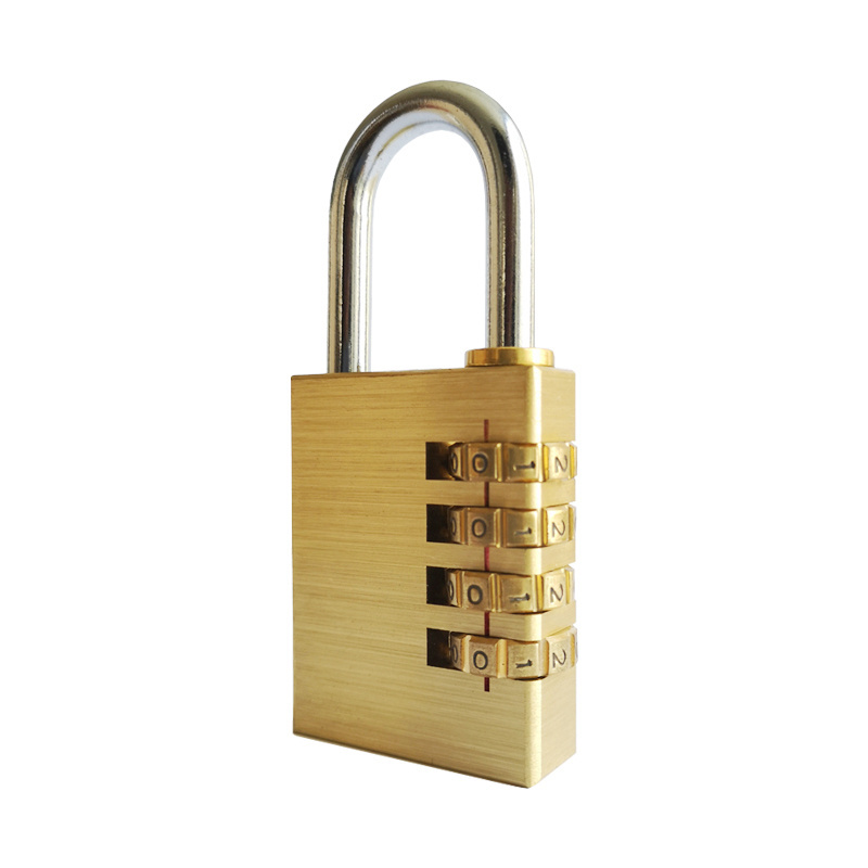 High Quality Outdoor  Brass Combination Padlock With 4 Wheel Codes for Luggage/Cabinet/Student Desk