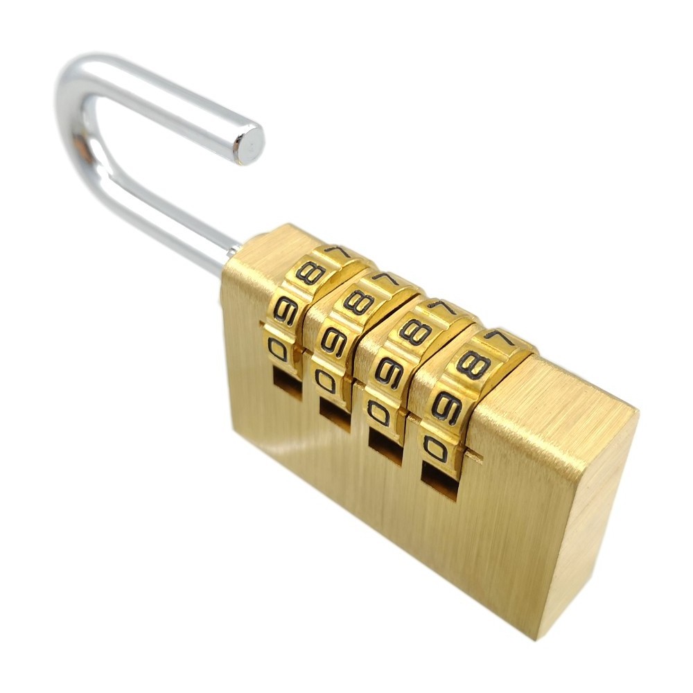 High Quality Outdoor  Brass Combination Padlock With 4 Wheel Codes for Luggage/Cabinet/Student Desk