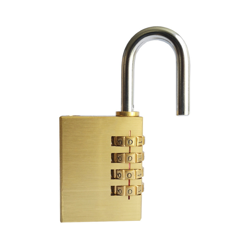 High Quality Outdoor  Brass Combination Padlock With 4 Wheel Codes for Luggage/Cabinet/Student Desk