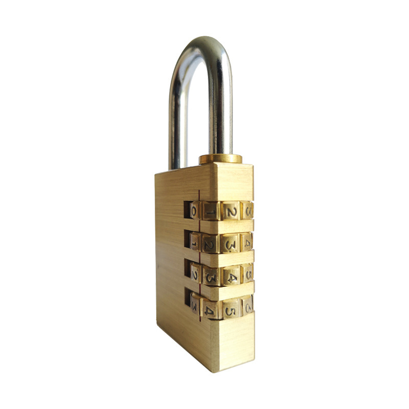 High Quality Outdoor  Brass Combination Padlock With 4 Wheel Codes for Luggage/Cabinet/Student Desk