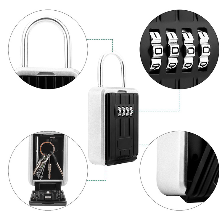 Outdoor Key Lock Box metal combination Key Safe Box with 4 Digit Code for Keys Storage Hide Gate Real Estate House