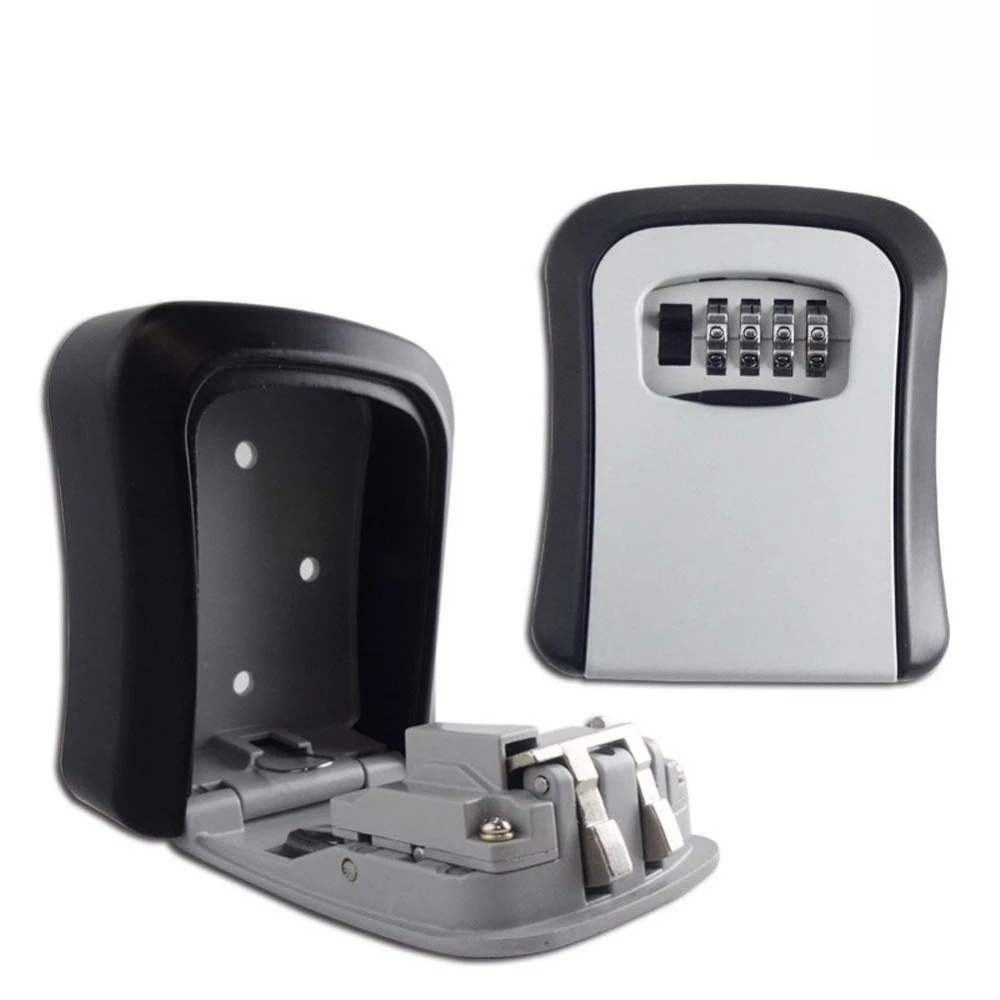 Outdoor Wall Mounted Key Lock Box With Combination 4 Codes Key Safe Box Stash box with lock for Gate Home Door Car