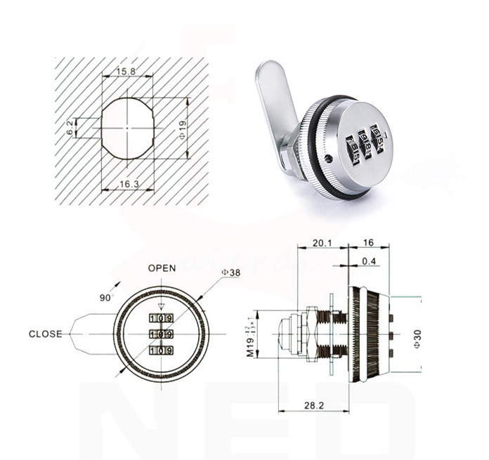 Keyless Changeable Digit Code Combination Zinc Alloy Cam Lock for Cabinet  Mailbox locker filing drawer Ad showcase street kiosk