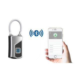 Security Smart Keyless App Control Fingerprint Padlock BT Waterproof Cable Lock for Wholesale Bike Gym Drawer Locker