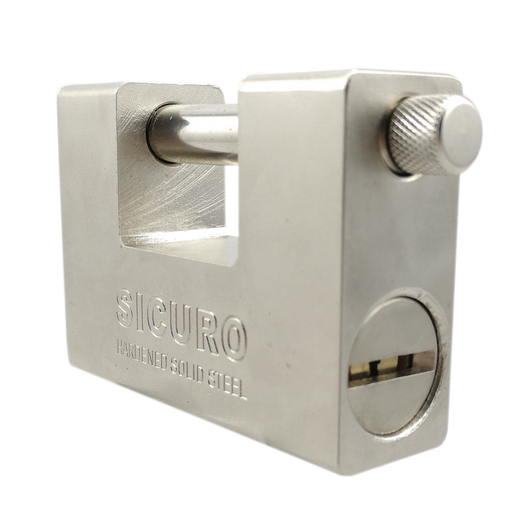 74mm Steel Rectangular Padlock Heavy Duty For Warehouse Chain Silver Lock