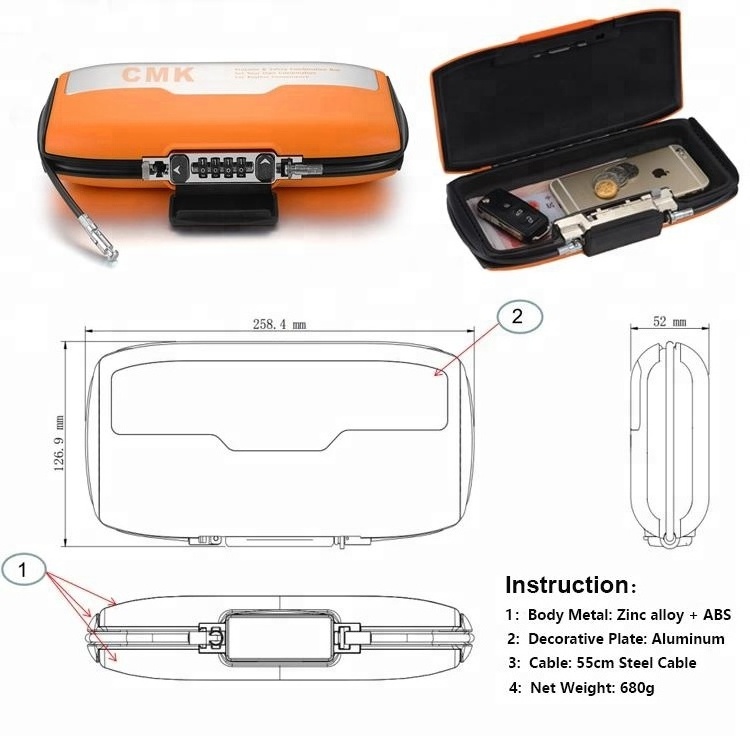 unisex anti-theft combination Lockbox portable digital storage box security beach safe box