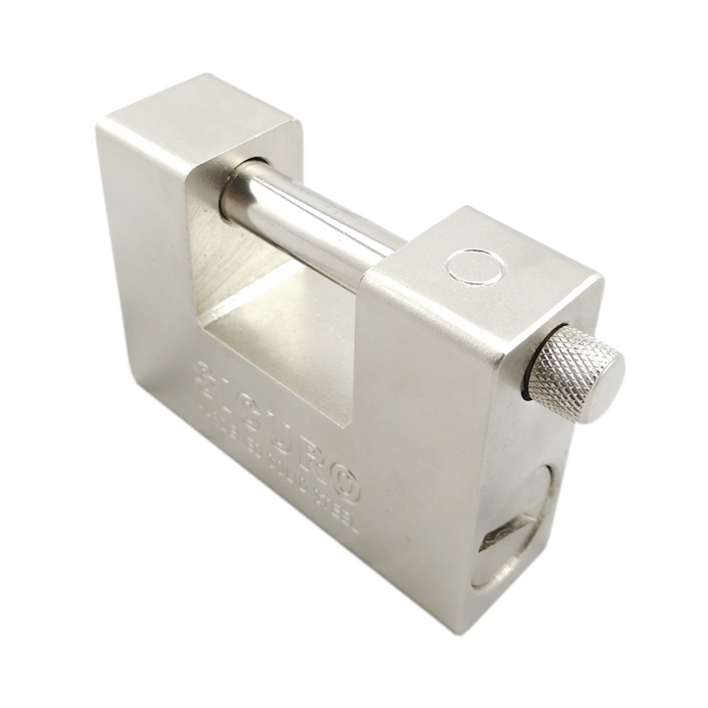 74mm Steel Rectangular Padlock Heavy Duty For Warehouse Chain Silver Lock