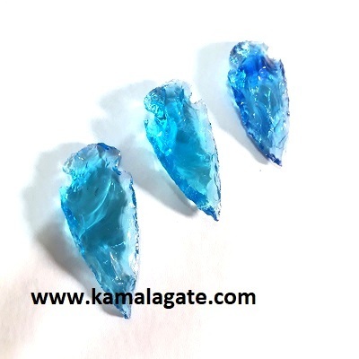 Blue Onyx Glass Arrowhead 1 to 1.5 inch Hand Knapped Indian Arrowhead Crystal gemstone blue Onyx arrowhead