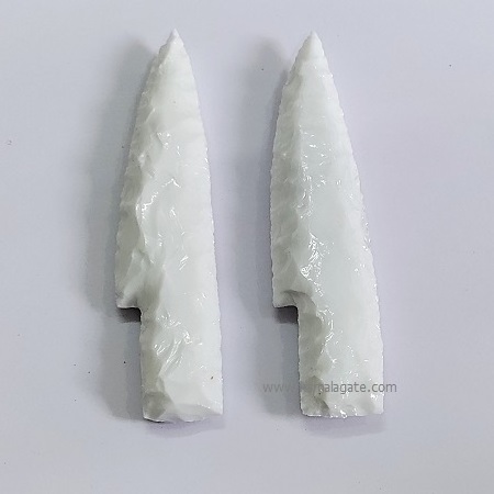 Natural Blue Glass Stone 5 inch Agate Knife Arrowhead Agate Knife for Hunting And Archery